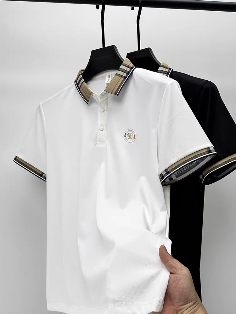 Elegant  Plaid Emblem Polo T-Shirt