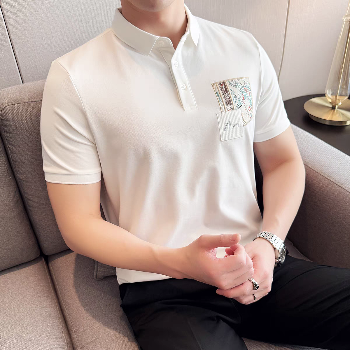 Baroque Crest Pocket Polo T-Shirt: Luxury Comfort, Stylish Design, Premium Fabric