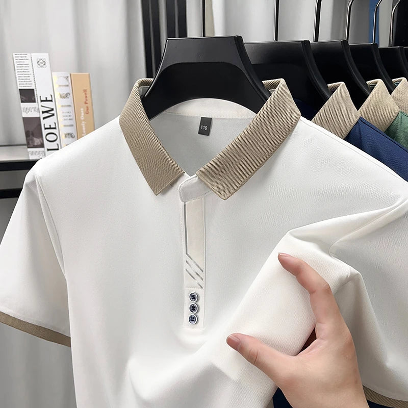 IvoryCrest Premium Trio-Button Polo T-Shirt Elegant for Men