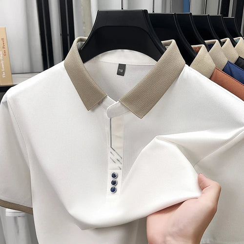 IvoryCrest Premium Trio-Button Polo T-Shirt Elegant for Men