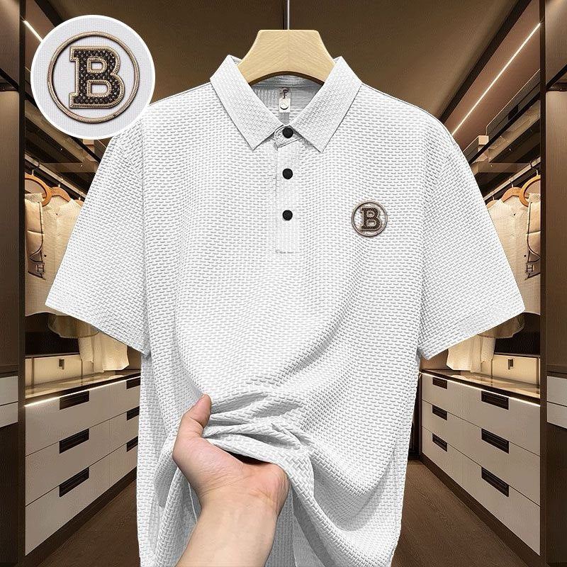 Elegant B Silk Texture T-Shirt for Men