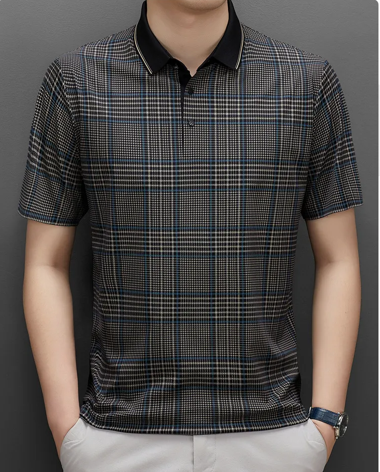 Gingham Plaid Branded Polo Shirt