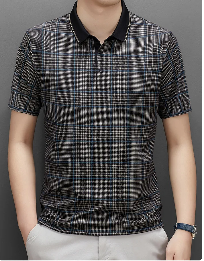 Gingham Plaid Branded Polo Shirt