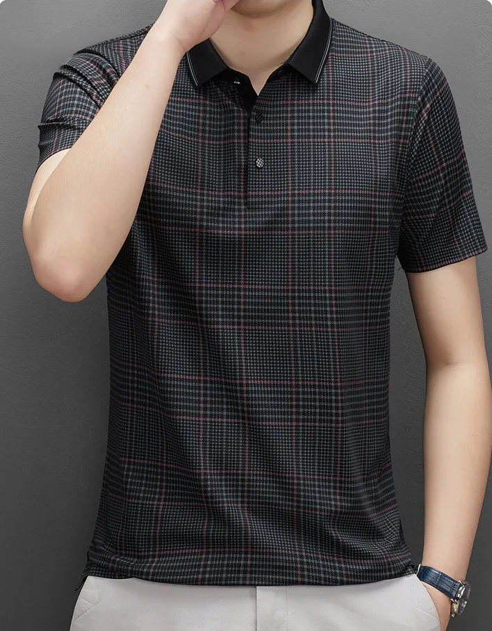 Monochrome Branded Plaid Polo Shirt